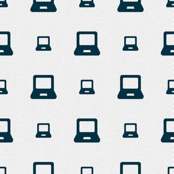 Laptop icon sign. Seamless pattern with geometric texture. illustration