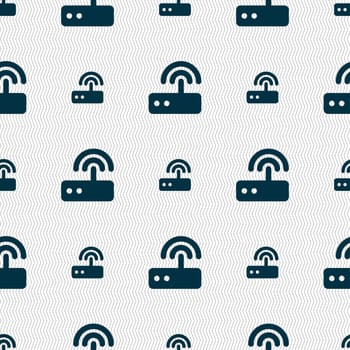 Wi fi router icon sign. Seamless pattern with geometric texture. illustration