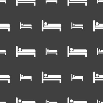 Hotel icon sign. Seamless pattern on a gray background. illustration