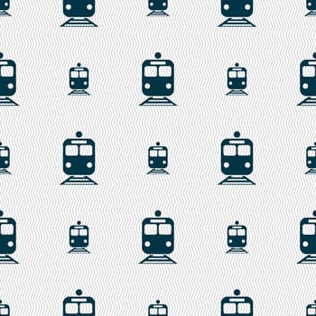 train icon sign. Seamless pattern with geometric texture. illustration