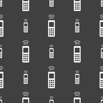 the remote control icon sign. Seamless pattern on a gray background. illustration