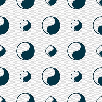 Yin Yang icon sign. Seamless pattern with geometric texture. illustration