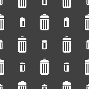 The trash icon sign. Seamless pattern on a gray background. illustration