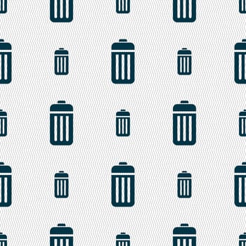 The trash icon sign. Seamless pattern with geometric texture. illustration