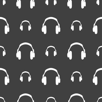 headsets icon sign. Seamless pattern on a gray background. illustration