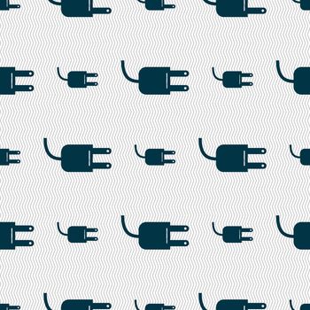 Electric plug sign icon. Power energy symbol. Seamless abstract background with geometric shapes. illustration