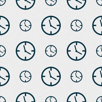 Clock time sign icon. Mechanical watch symbol. Seamless abstract background with geometric shapes. illustration