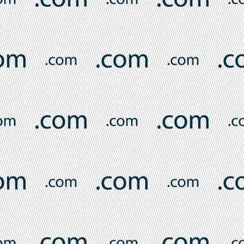 Domain COM sign icon. Top-level internet domain symbol. Seamless abstract background with geometric shapes. illustration