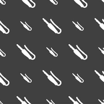 plug, mini jack icon sign. Seamless pattern on a gray background. illustration