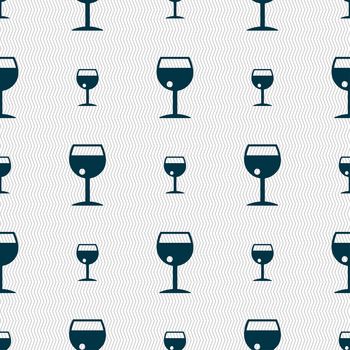 glass of wine icon sign. Seamless pattern with geometric texture. illustration