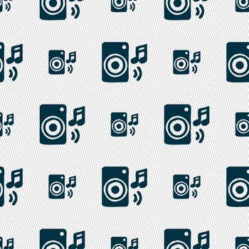 music column, disco, music, melody, speaker icon sign. Seamless pattern with geometric texture. illustration