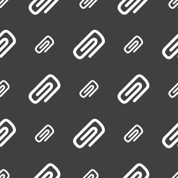 clip to paper icon sign. Seamless pattern on a gray background. illustration