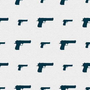 gun icon sign. Seamless pattern with geometric texture. illustration