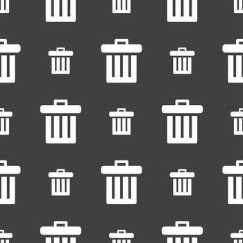 Recycle bin icon sign. Seamless pattern on a gray background. illustration