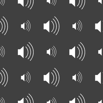 volume, sound icon sign. Seamless pattern on a gray background. illustration