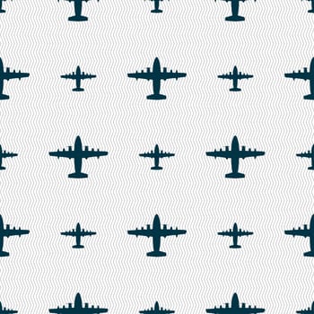 aircraft icon sign. Seamless pattern with geometric texture. illustration
