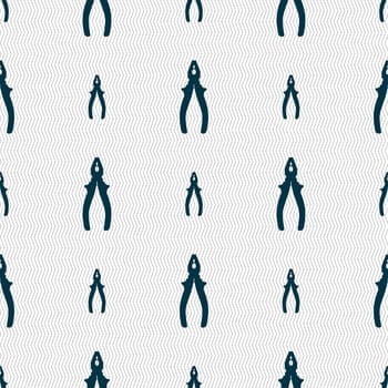 pliers icon sign. Seamless pattern with geometric texture. illustration