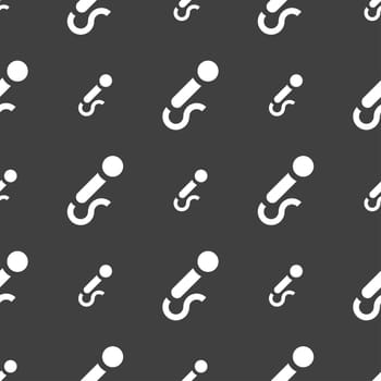 microphone icon sign. Seamless pattern on a gray background. illustration