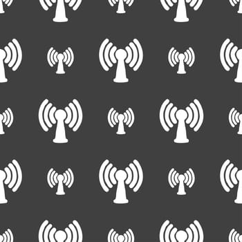 Wi-fi, internet icon sign. Seamless pattern on a gray background. illustration