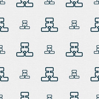 Network icon sign. Seamless pattern with geometric texture. illustration