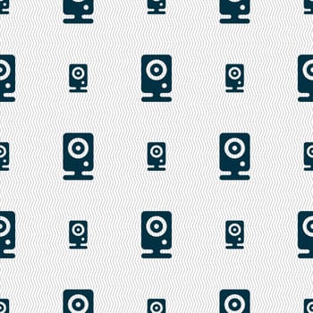 Web cam icon sign. Seamless pattern with geometric texture. illustration