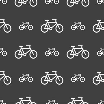 bike icon sign. Seamless pattern on a gray background. illustration