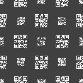 Qr code icon sign. Seamless pattern on a gray background. illustration