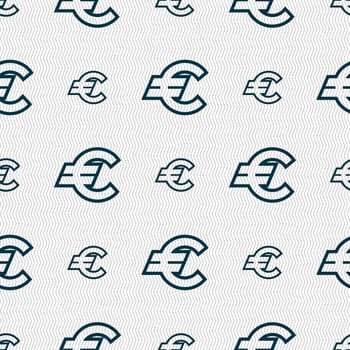 Euro EUR icon sign. Seamless pattern with geometric texture. illustration