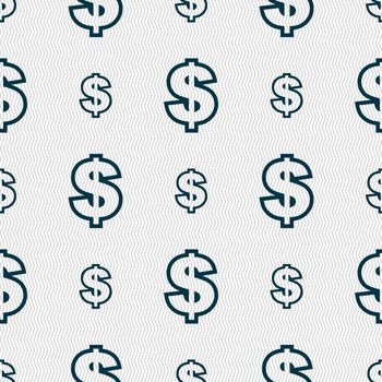 Dollar icon sign. Seamless pattern with geometric texture. illustration