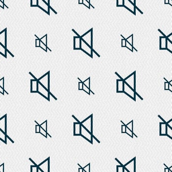 without sound, mute icon sign. Seamless pattern with geometric texture. illustration