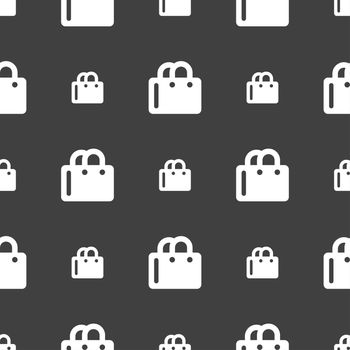 shopping bag icon sign. Seamless pattern on a gray background. illustration