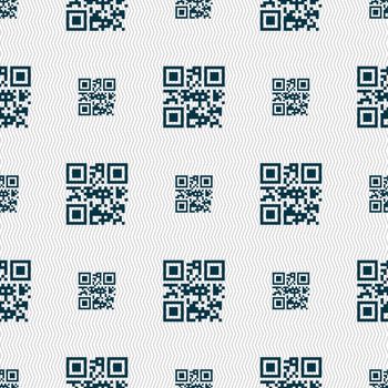 Qr code icon sign. Seamless pattern with geometric texture. illustration