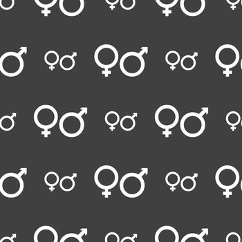 male and female icon sign. Seamless pattern on a gray background. illustration