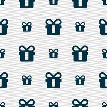 gift icon sign. Seamless pattern with geometric texture. illustration