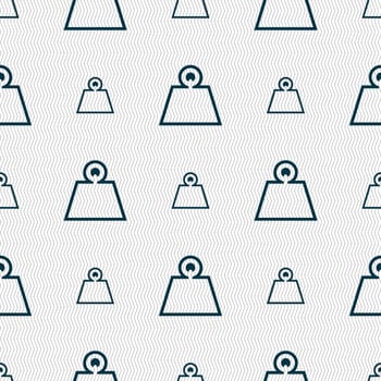 Weight icon sign. Seamless pattern with geometric texture. illustration