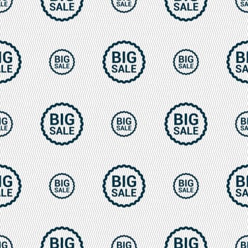 Big sale icon sign. Seamless pattern with geometric texture. illustration