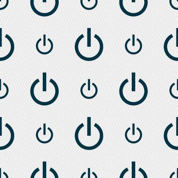 Power icon sign. Seamless pattern with geometric texture. illustration