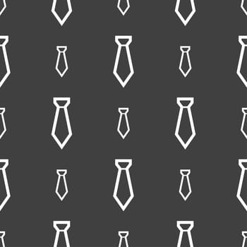 Tie icon sign. Seamless pattern on a gray background. illustration