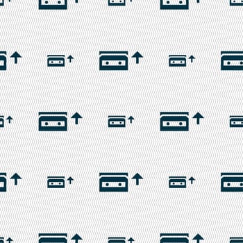 audio cassette icon sign. Seamless pattern with geometric texture. illustration