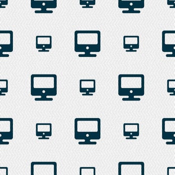 monitor icon sign. Seamless pattern with geometric texture. illustration