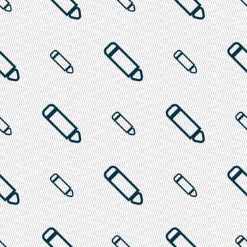 Pen icon sign. Seamless pattern with geometric texture. illustration