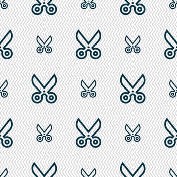 scissors icon sign. Seamless pattern with geometric texture. illustration