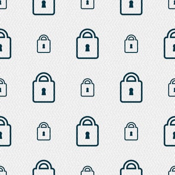 Lock icon sign. Seamless pattern with geometric texture. illustration