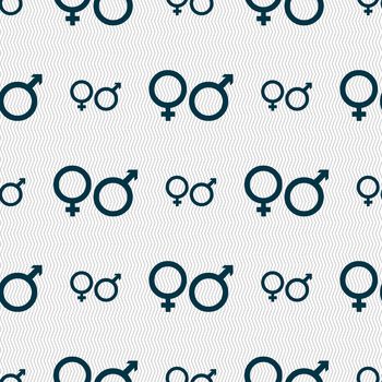 male and female icon sign. Seamless pattern with geometric texture. illustration