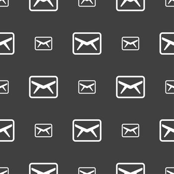 Mail, Envelope, Message icon sign. Seamless pattern on a gray background. illustration