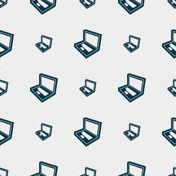 Laptop icon sign. Seamless pattern with geometric texture. illustration