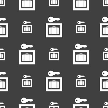 Luggage Storage icon sign. Seamless pattern on a gray background. illustration