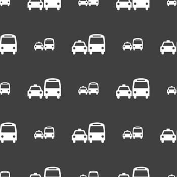 taxi icon sign. Seamless pattern on a gray background. illustration