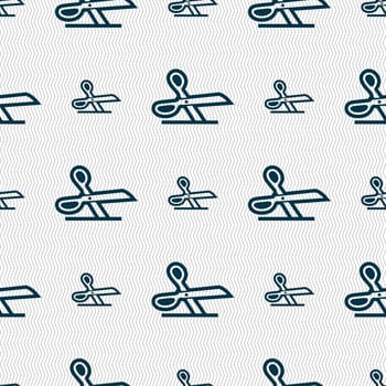 scissors icon sign. Seamless pattern with geometric texture. illustration