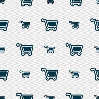 shopping cart icon sign. Seamless pattern with geometric texture. illustration